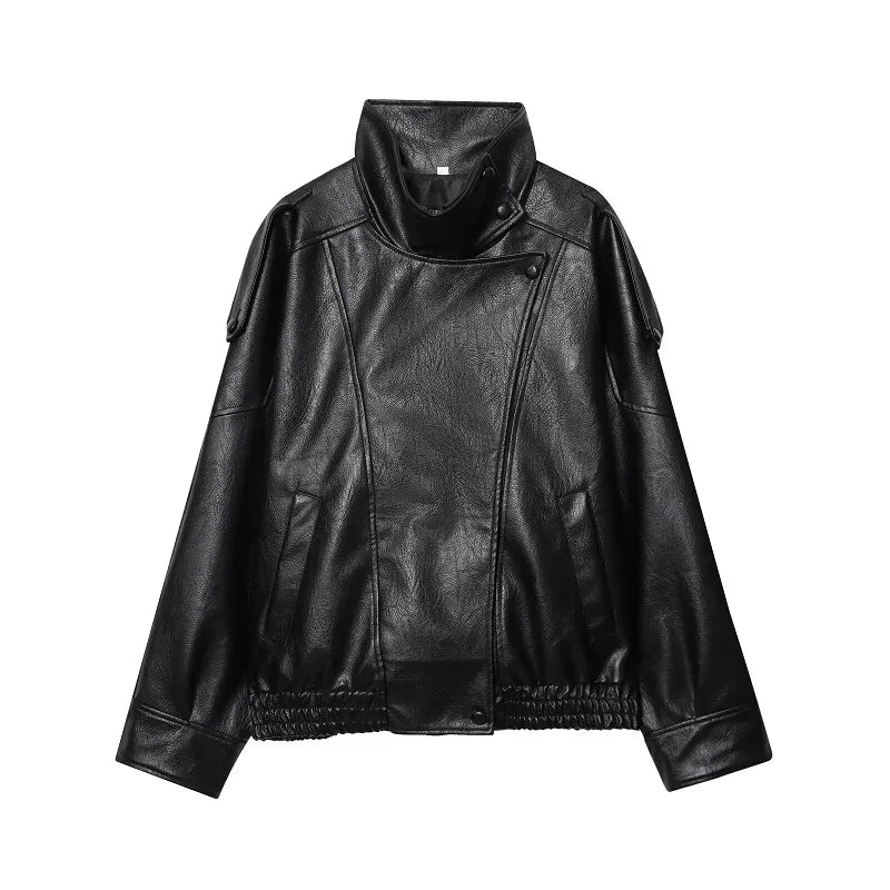 MUJER Faux Leather Bomber Jackets for Women Fashion Windbreaker Jacket Woman Warm Winter Women's Coat Outerwears Overcoat Female