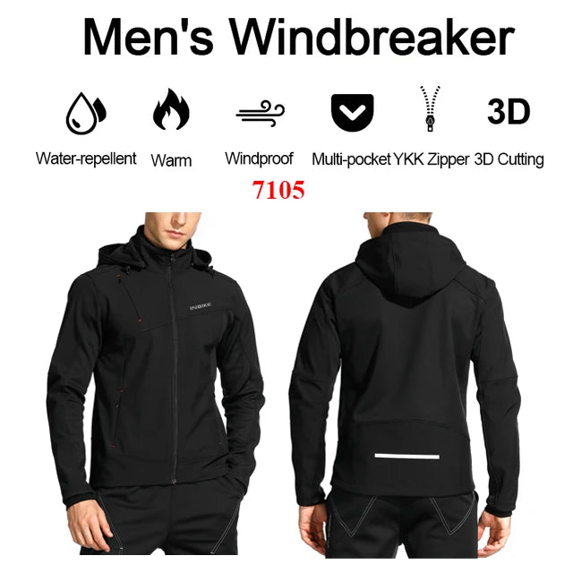 INBIKE Men's Winter Cycling Jacket With Hood Warm Fleece Windbreaker Coat For Men Windproof Outdoor Man Cycling Clothing Hiking