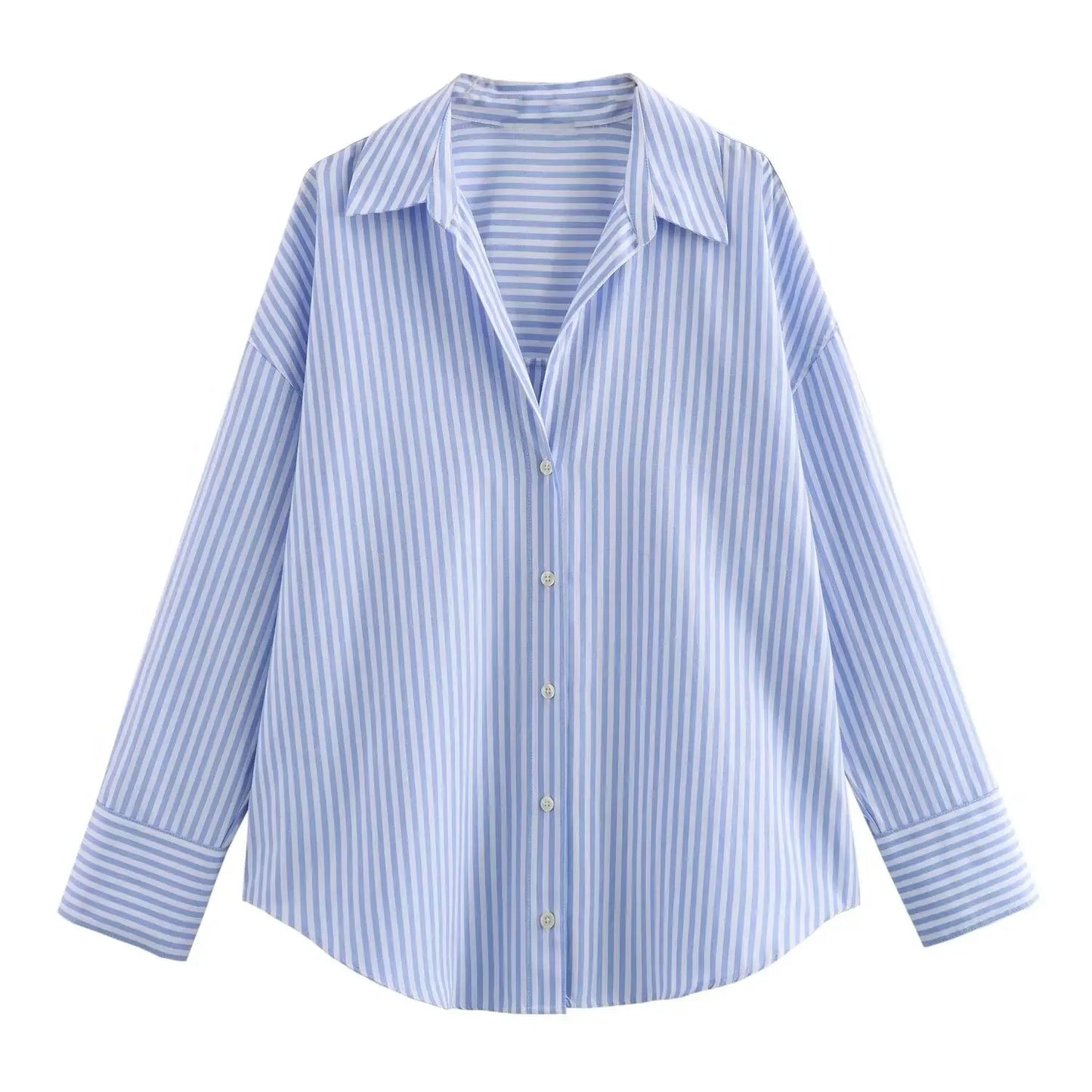BSAY Women Fashion Spring Cotton Oxford Long Sleeve Single-breasted Lapel Blouse Street Clothing Shirt Chic Ladies Tops Mujer