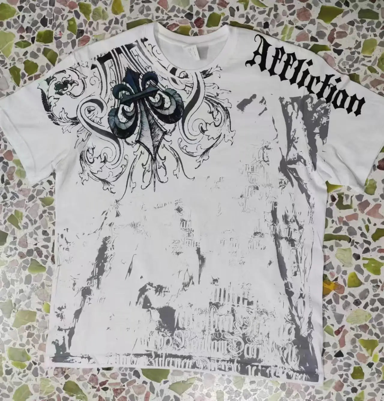 Affliction Out Of Print Short Sleeves Woman Hip Hop Black T Shirt Couple Y2K High Street Pure Cotton Tops Aesthetic Clothes
