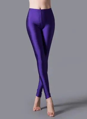 Women Shiny Pant Leggings Hot Selling Leggings Solid Color Fluorescent Spandex Elasticity Casual Trousers Shinny Legging