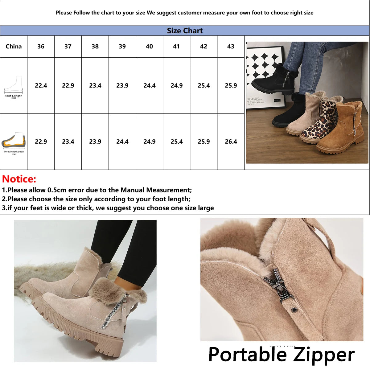Women Snow Boots 2026 Winter New Solid Color Plush Zipper Thick Bottom Anti Slip Warm Cold Proof Cotton Shoes Snow Boots