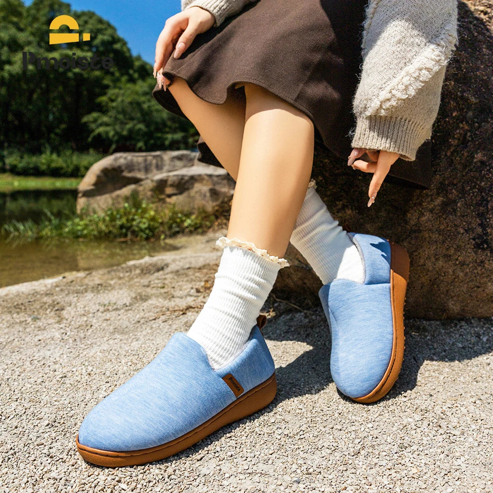 Pmoiste Soft House Boots Slippers Women Comfortable Warm TPR Wedge Memory Foam Designer Home Shoes Winter Indoor High-quality
