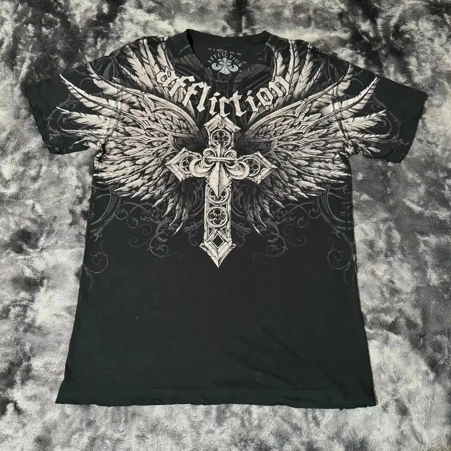 Affliction Out Of Print Short Sleeves Woman Hip Hop Black T Shirt Couple Y2K High Street Pure Cotton Tops Aesthetic Clothes