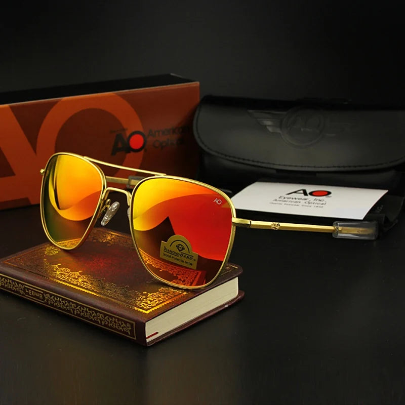 Pilot AO Sunglasses Men Top Quality Brand Designer AGX Tempered Glass Lens Sun Glasses Male
