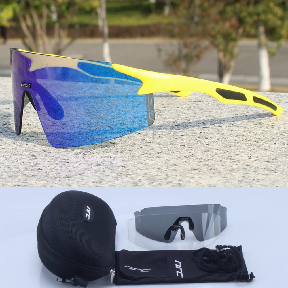 NRC Cycling Sunglasses 3 Lens UV400  TR90 Sports Bicycle Glasses MTB Mountain Bike Fishing Hiking Riding Eyewear for Men Women