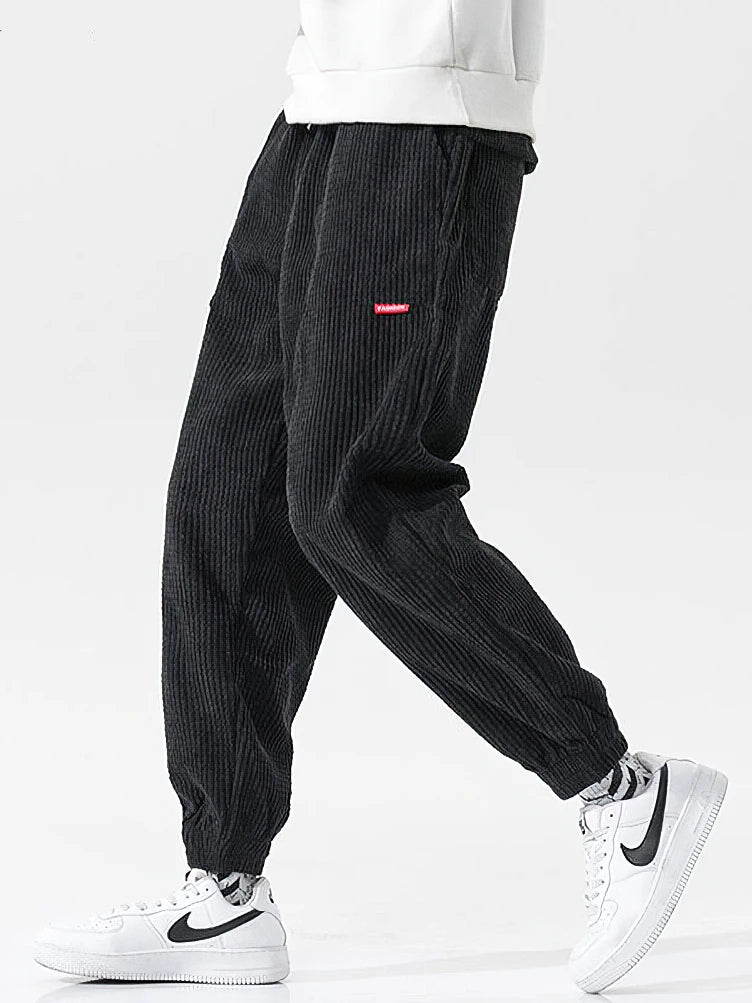 Baggy Corduroy Jogger Pants Men Tech Fleece Sweatpants Man Autumn Winter Casual Harem Pants Male Sport Thermal Trousers