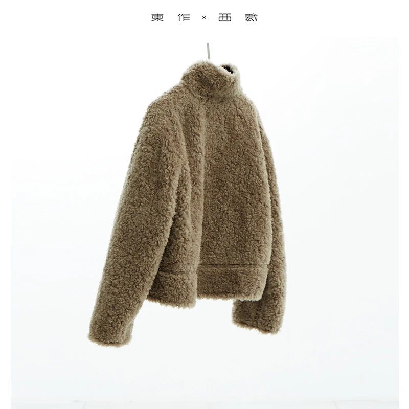 Teddy Style 100% Wool Coat ~ Women's Short Lazy-Style Jacket, Loose Top, New Autumn and Winter 2025 Faux Fur