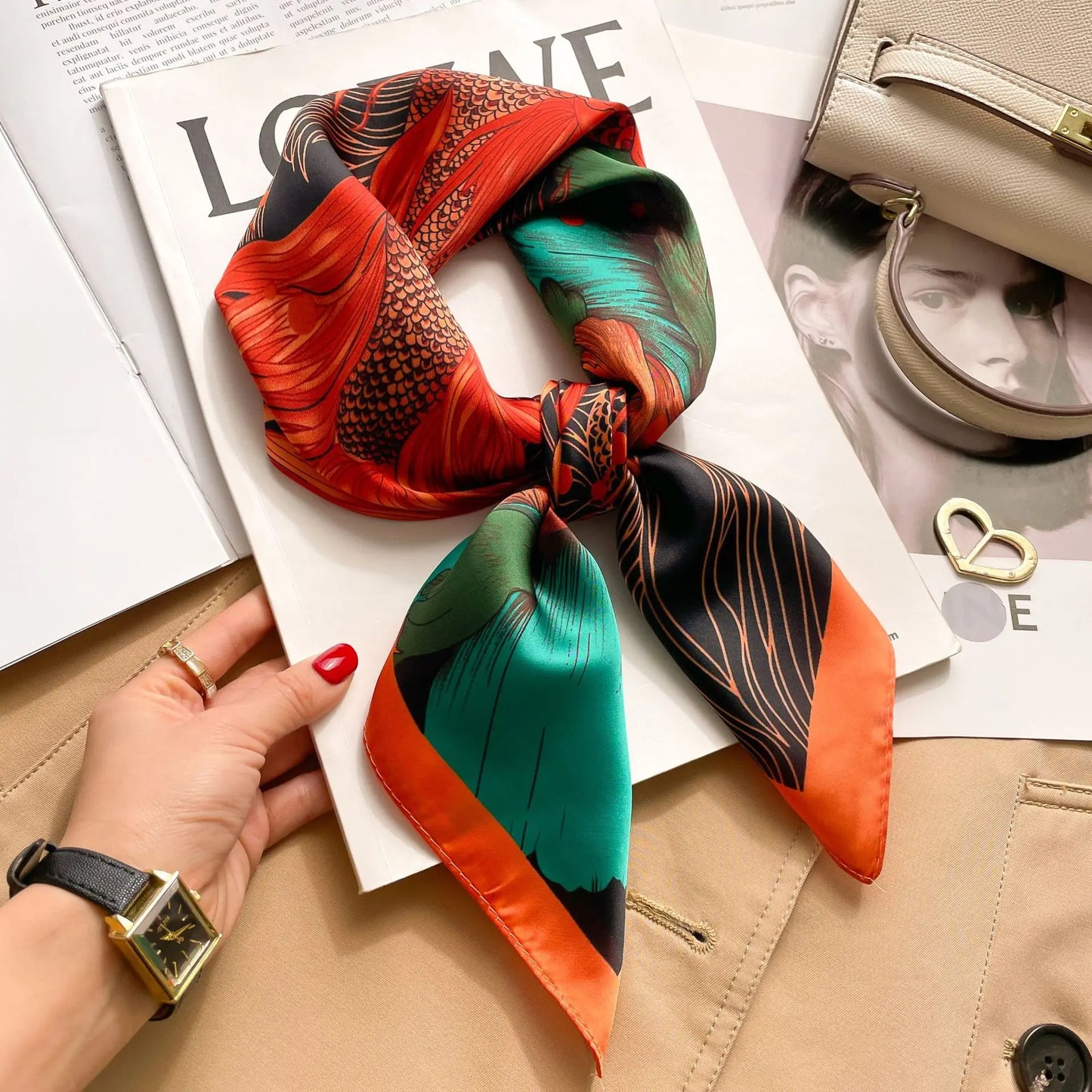 Silk Square Scarf Women Luxury Floral Print Kerchief Soft Satin Hairband Hands Bag Ribbon Foulard Hijab Neckerchief Headband