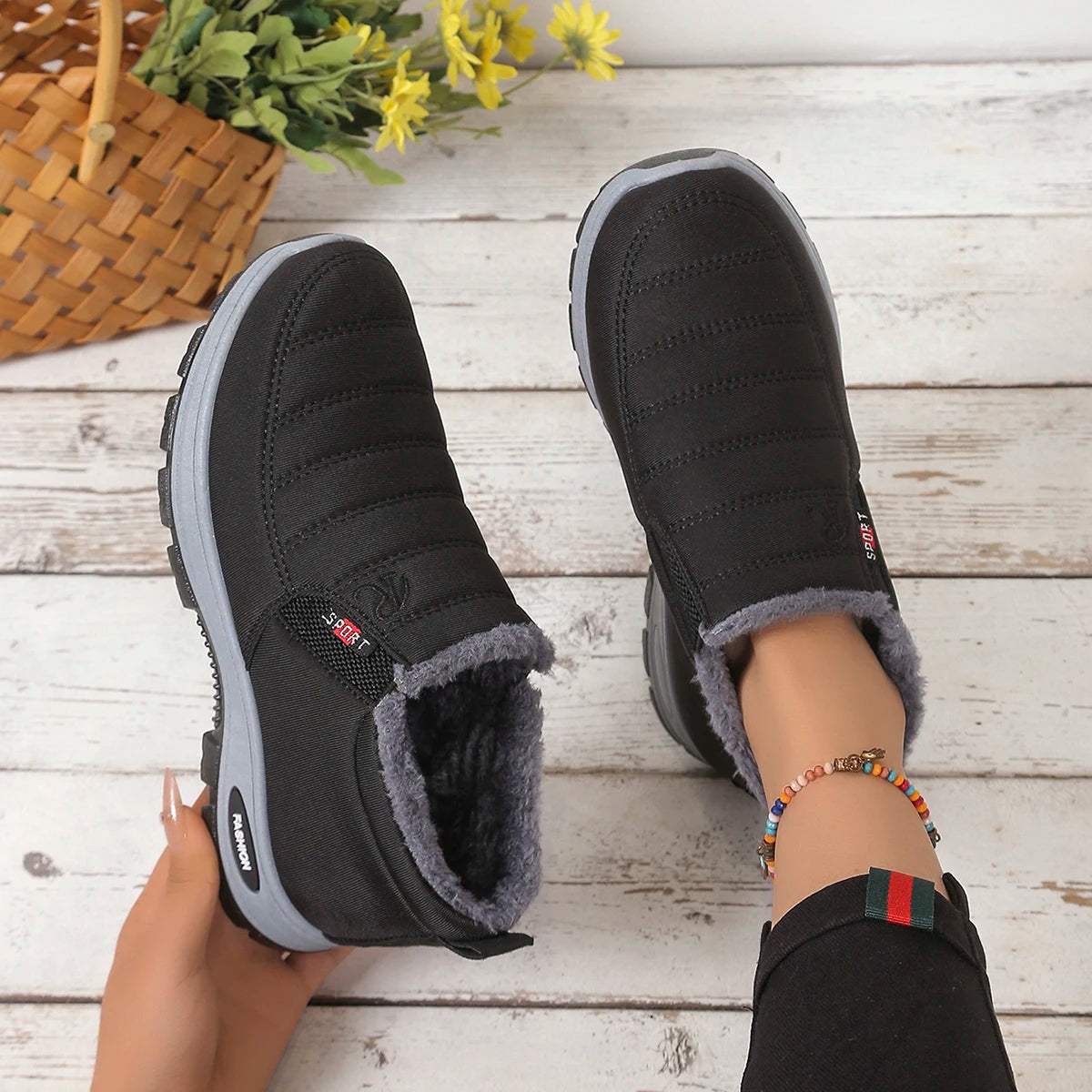 Couple shoes, men's and women's casual shoes, warm, fleece, thickened, anti-slip, lightweight snow boots with free shipping