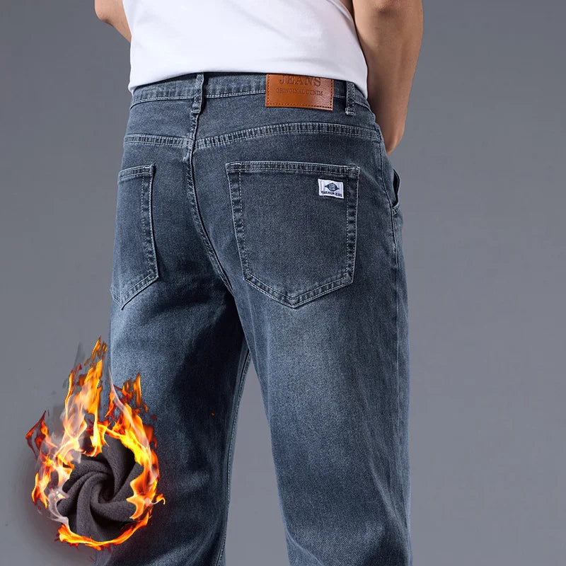 New Men's Light Business Micro Stretch Straight Fit Denim Pants Vintage Distressed All Season Wearable Long Pants