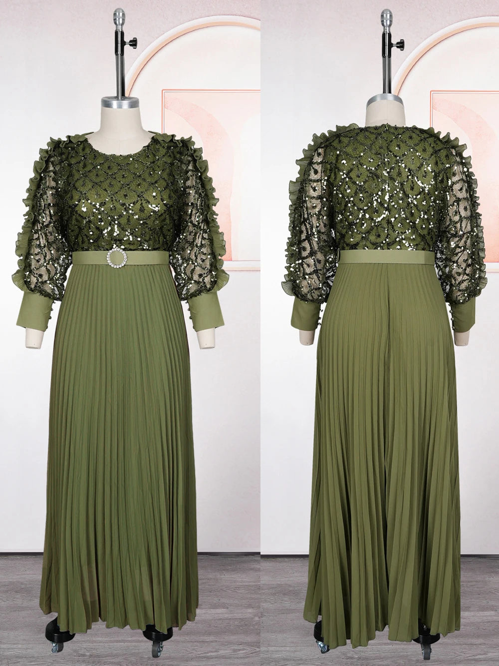 Wedding Party Prom Dress Dubai African Women Luxury Sequin Pleated Long Dress Ankara Dashiki Turkey Clothes Formal Occasion Gown