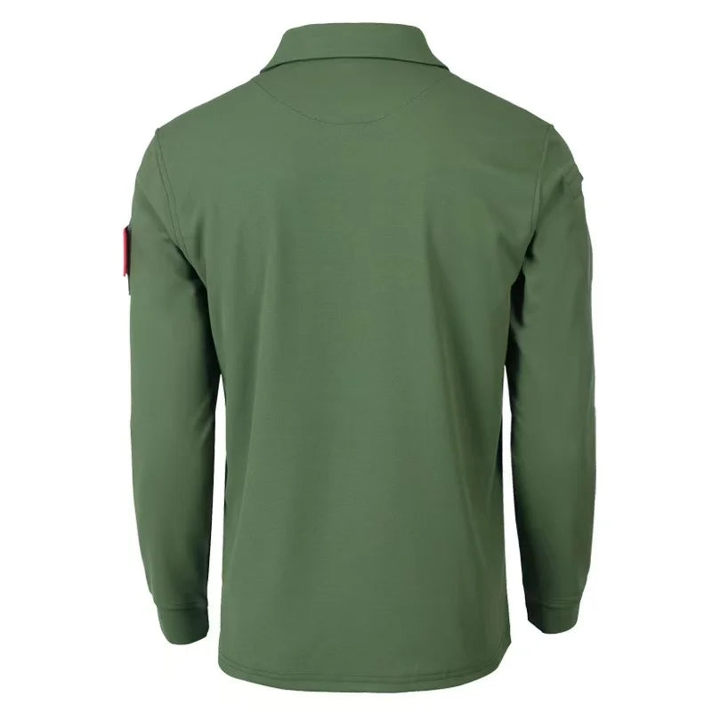 Men's M-4XL Quick Dry Pullover Long Sleeve Shirts Oversized Breathable Clothes Tactical Elastic Plain Turn-down Sports T-shirts