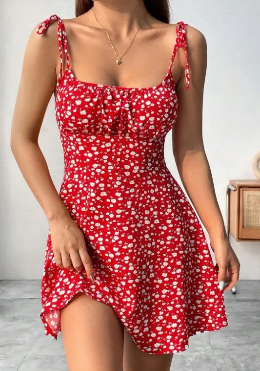 New Women Summer Floral Spaghetti Strap Sexy Dresses,Mini Dress,Beach Dress,Woman Clothing,Short Dresses,Clothes,Sundress