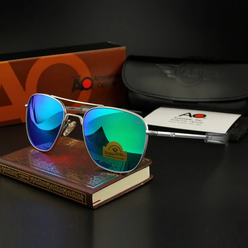 Pilot AO Sunglasses Men Top Quality Brand Designer AGX Tempered Glass Lens Sun Glasses Male