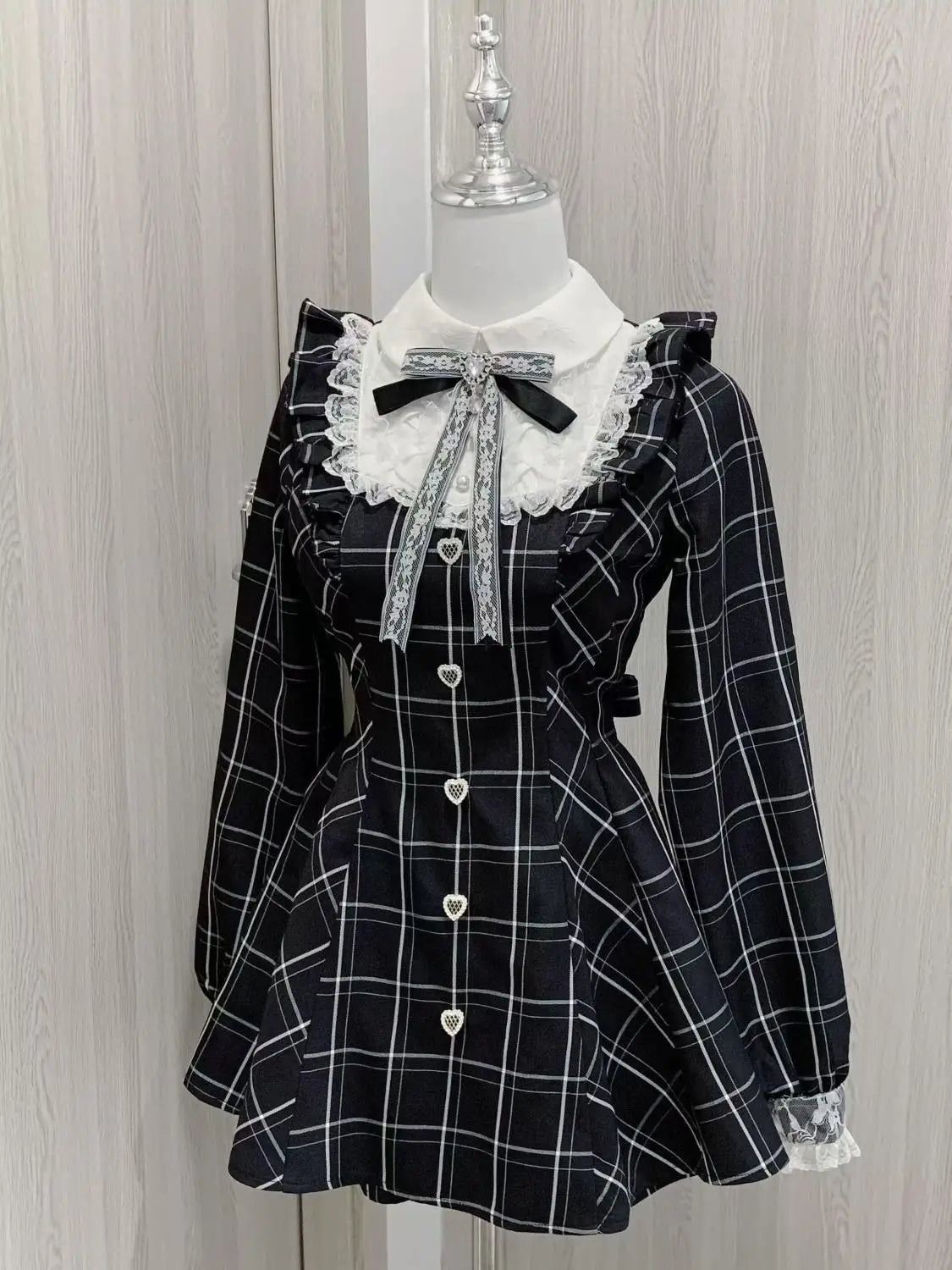 2025 Japanese Sweet Lolita Kawaii Dress Women Spring Printed Bow Fake Two Piece Dress Female Korea Style Design Party Clothing