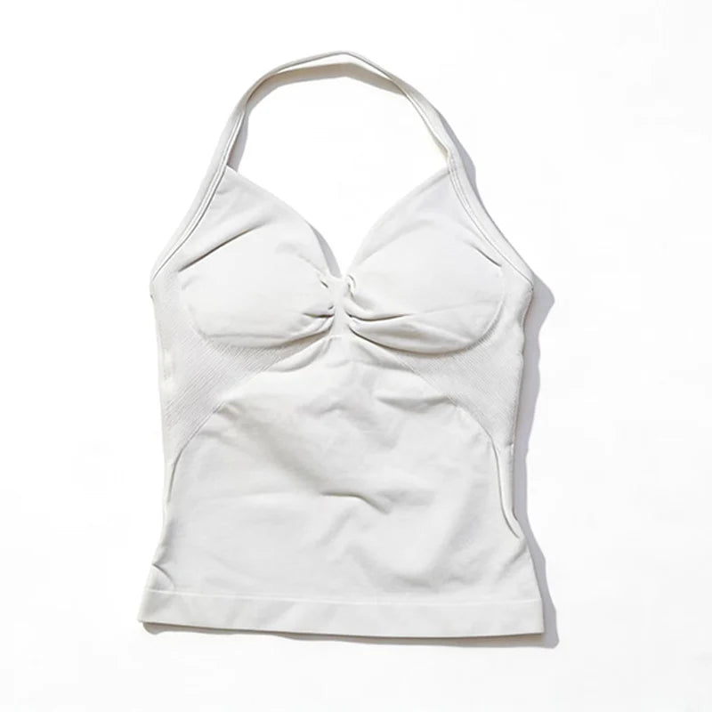 Gym Beautiful Open Back Bra Running Workout Impact Halter Longline Strappy Top Sports Yoga Vest Women's Fitness Tank Top