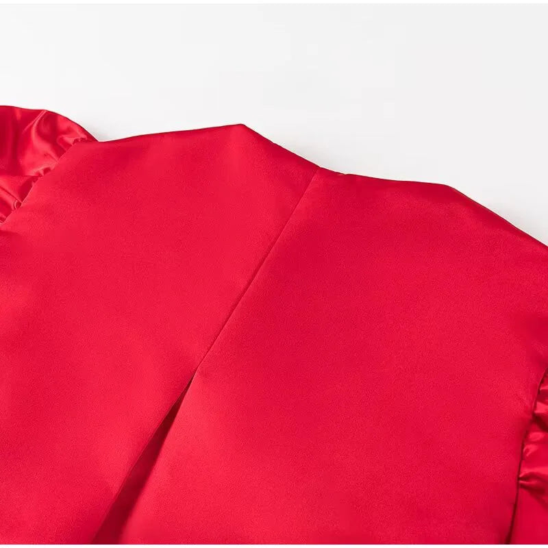 Spring Summer New Women's Fashion Casual Shirt Satin Bubble Sleeves Round Neck Loose Short Top Female Elegant Solid Blouses