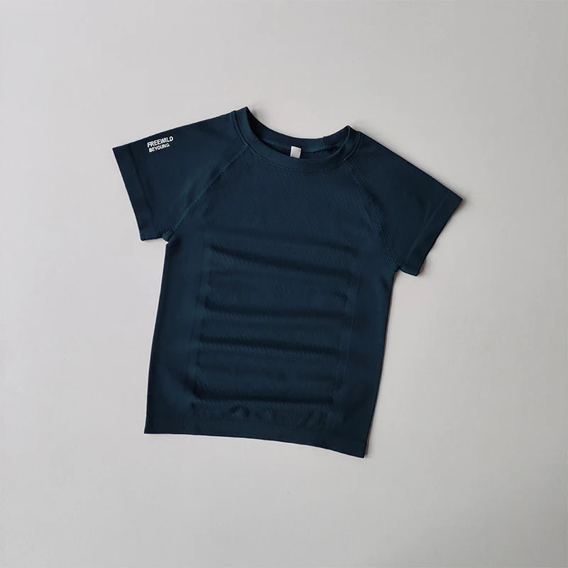 Yoga Suits for Women Short-sleeved Tops Tights Stretch Fast Drying Breathable T-shirt Professional Pilates Fitness Round Collar