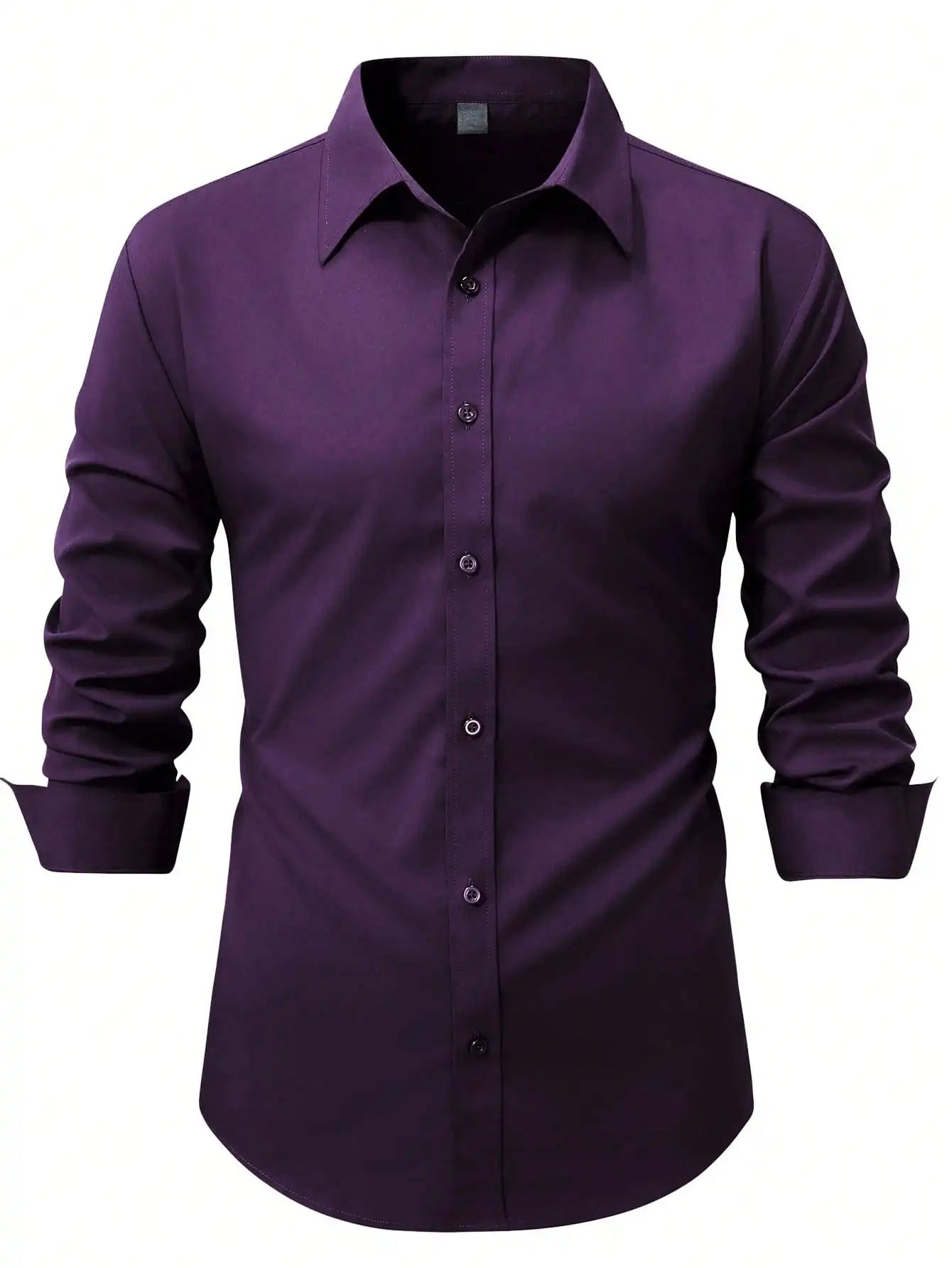 Men's Bright Pink Long Sleeve Slim Fit Casual Business Shirt