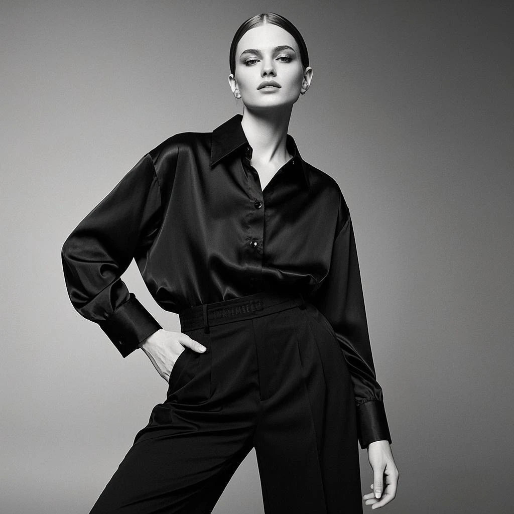 Korean Office Lady Trend Casual Shirt Elegant Blouses For Women Satin Multicolor Basic Slim Shirt Solid All-Match Top French New