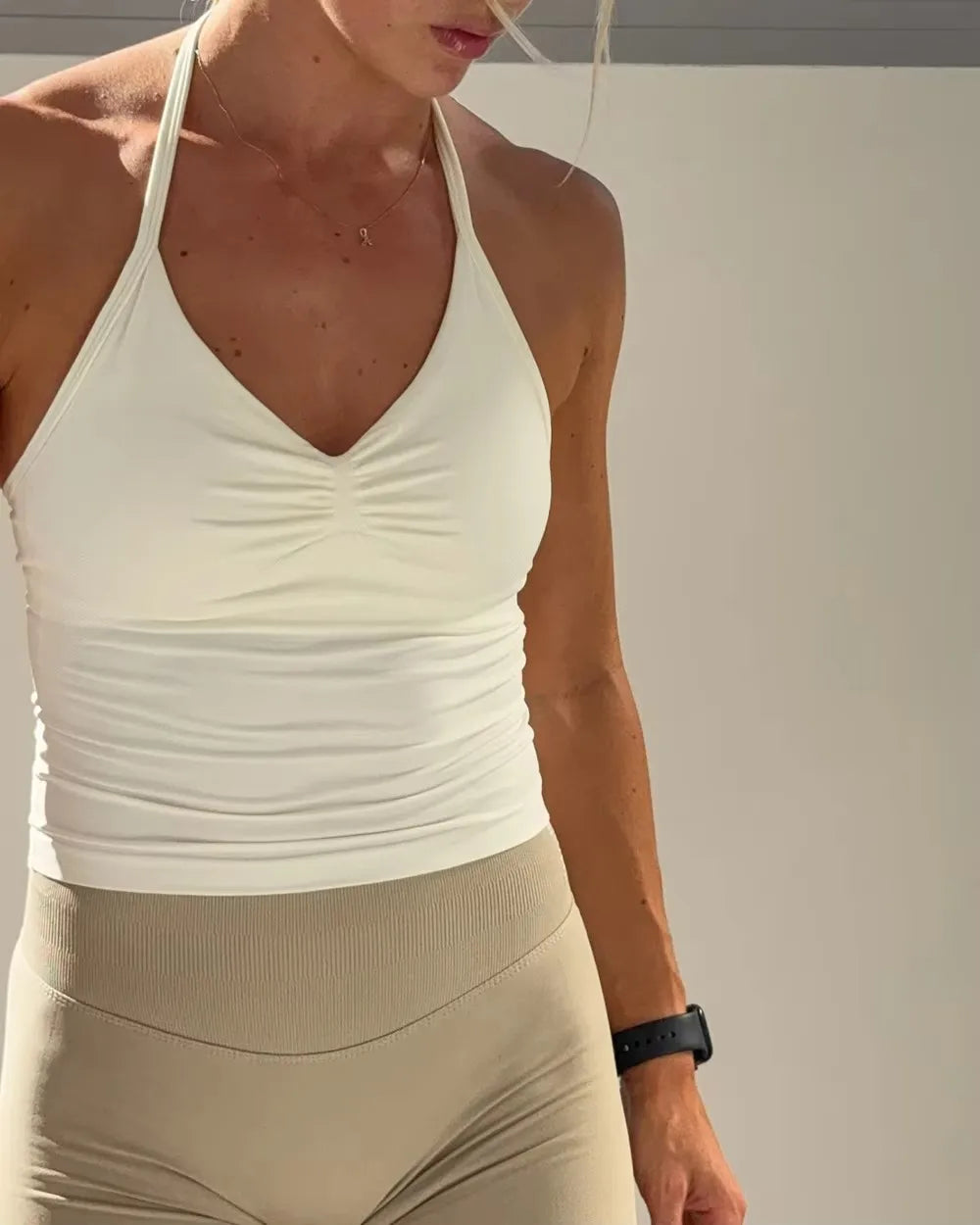 Gym Beautiful Open Back Bra Running Workout Impact Halter Longline Strappy Top Sports Yoga Vest Women's Fitness Tank Top