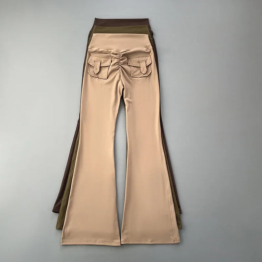 New pocket micro horn yoga pants for hip lifting  fitness dance pants quick drying exercise training yoga pants