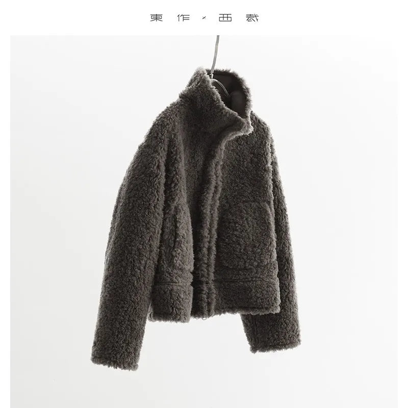 Teddy Style 100% Wool Coat ~ Women's Short Lazy-Style Jacket, Loose Top, New Autumn and Winter 2025 Faux Fur