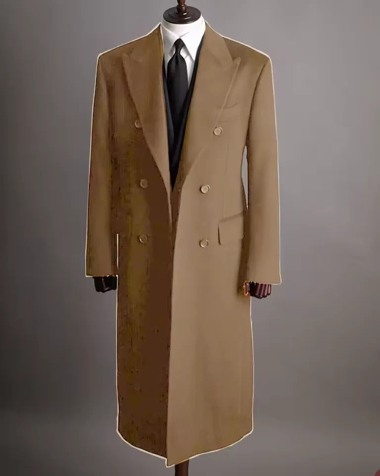 Luxury Men's Winter Long Blazer Double Breasted Business Jacket Elegant High Quality Male Elegant Man Long Coat England Style