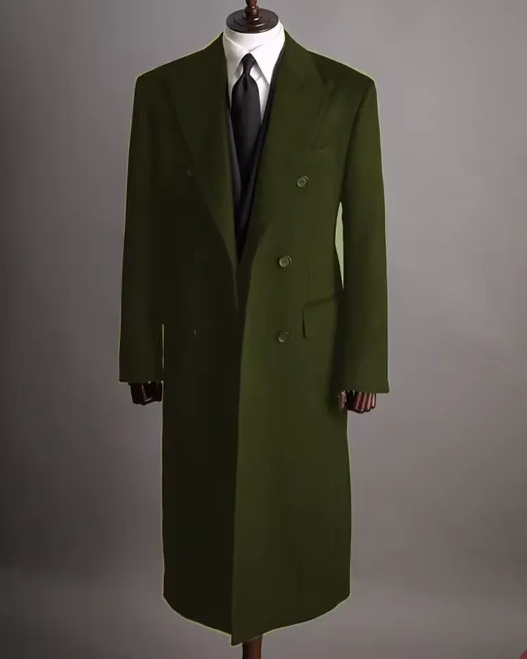 Luxury Men's Winter Long Blazer Double Breasted Business Jacket Elegant High Quality Male Elegant Man Long Coat England Style