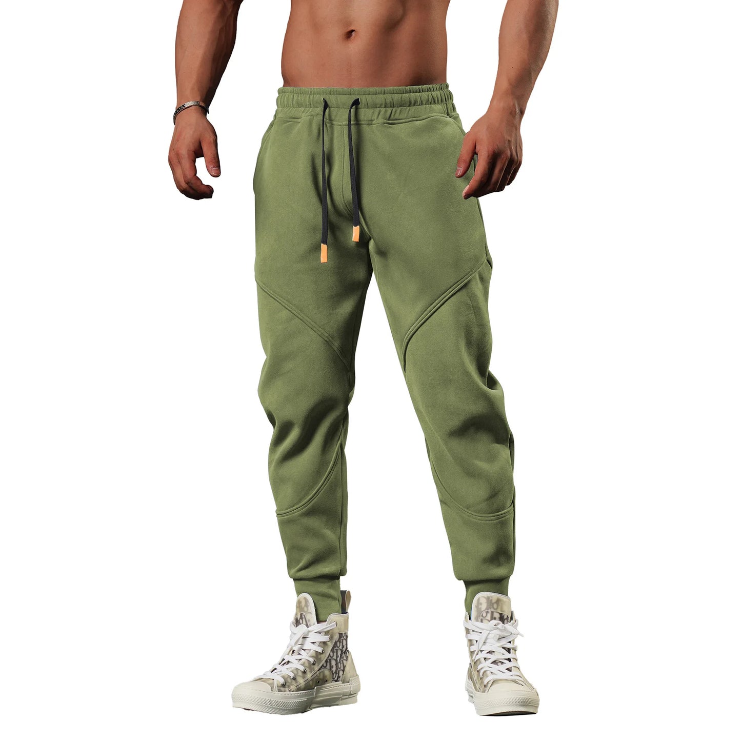 2028 New Men's sports casual trousers winter loose thick outdoor running cuff sweatpants gym American basketball training pants