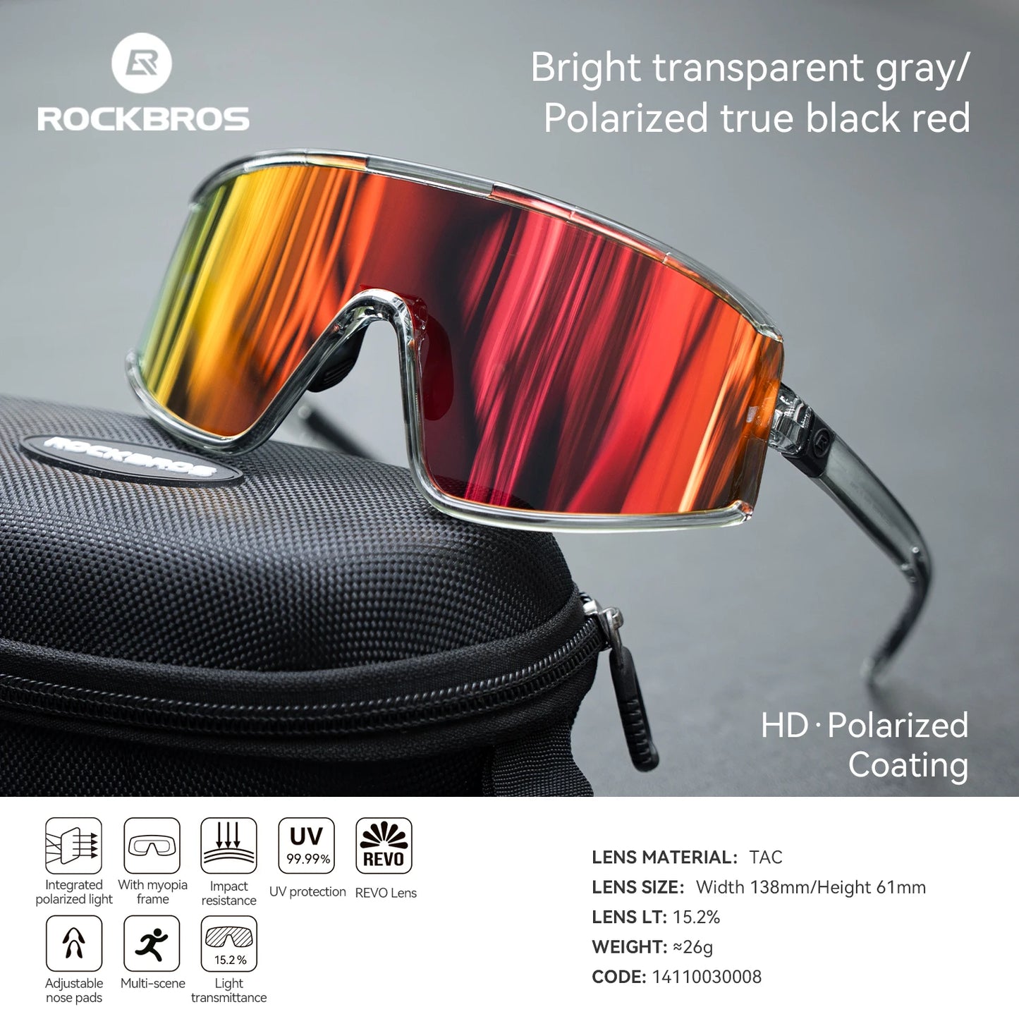 ROCKBROS Cycling Glasses Polarized / Photochromic Anti-fog Bike Eyewear Sunglasses UV400 Outdoor Sports MTB Road Bicycle Glasses