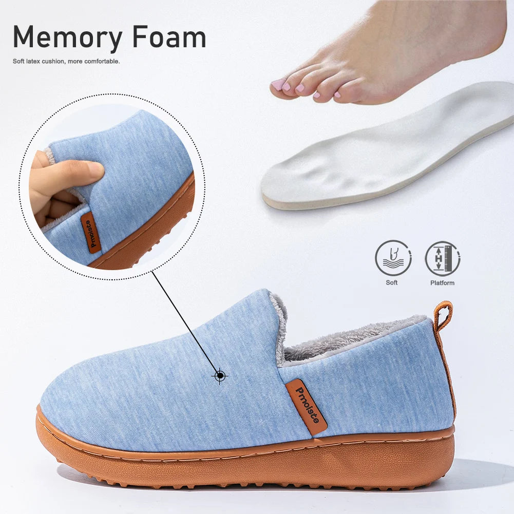 Pmoiste Soft House Boots Slippers Women Comfortable Warm TPR Wedge Memory Foam Designer Home Shoes Winter Indoor High-quality