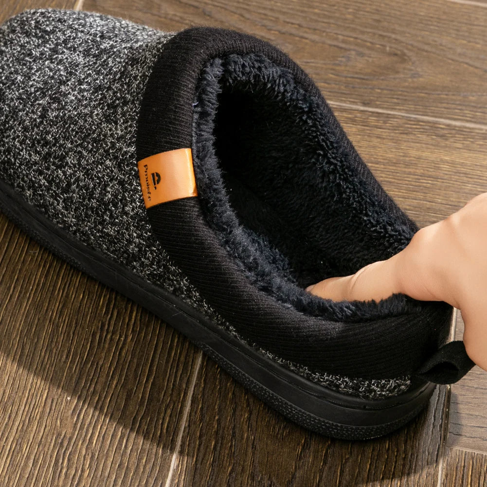 Warm slippers men TPR Sole Memory Foam Patchwork Cushion Soft Comfortable Non Slip Living Room Shoes High Quality