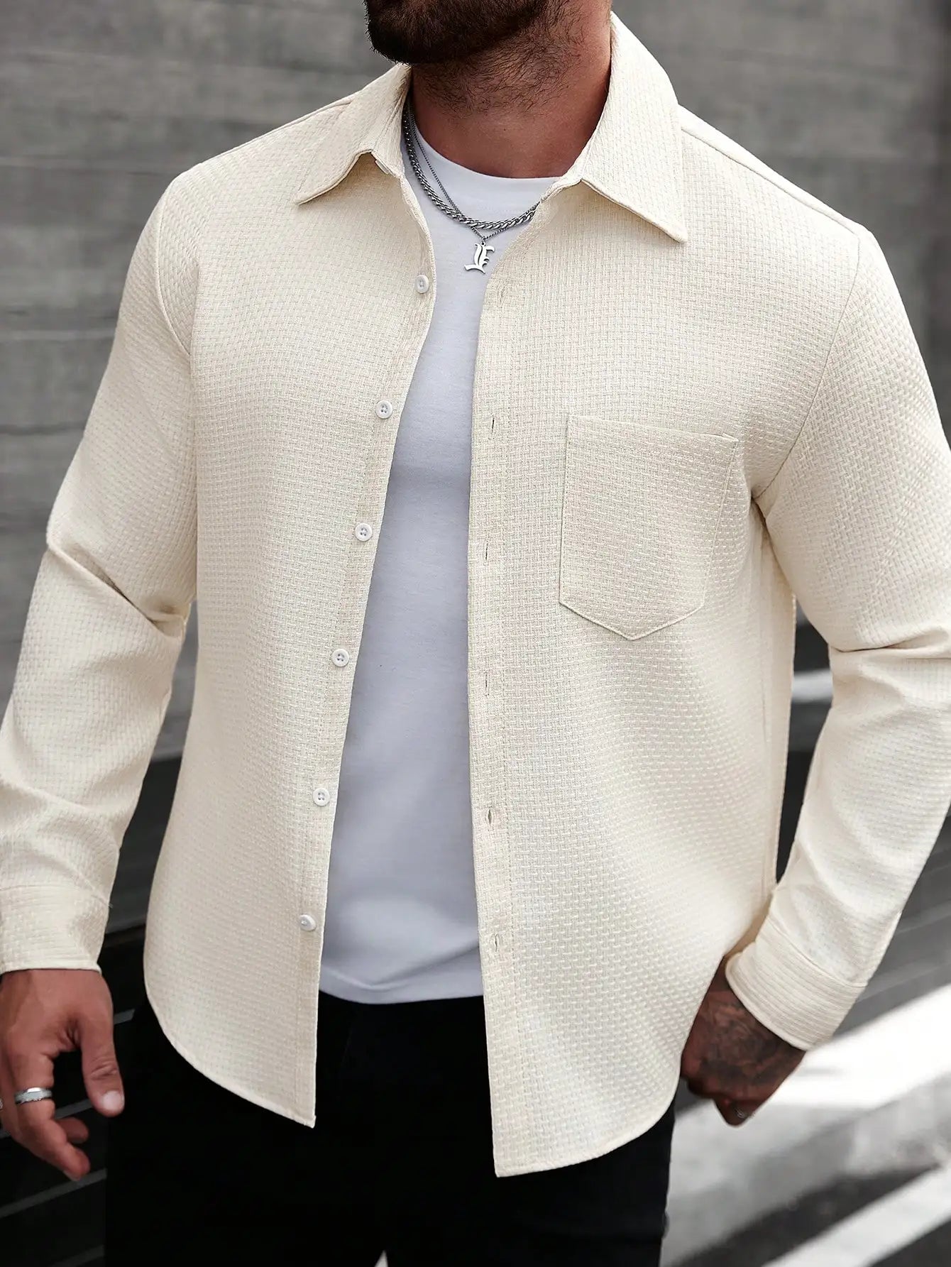 Men's Bright Pink Long Sleeve Slim Fit Casual Business Shirt