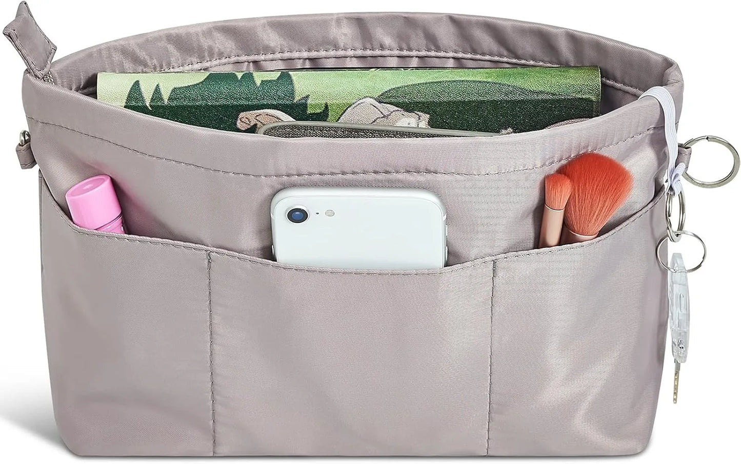 Premium Nylon Purse Organizer Tote Handbag Insert Organizers Bag in Bag Zipper 13 Pockets 4 Sizes