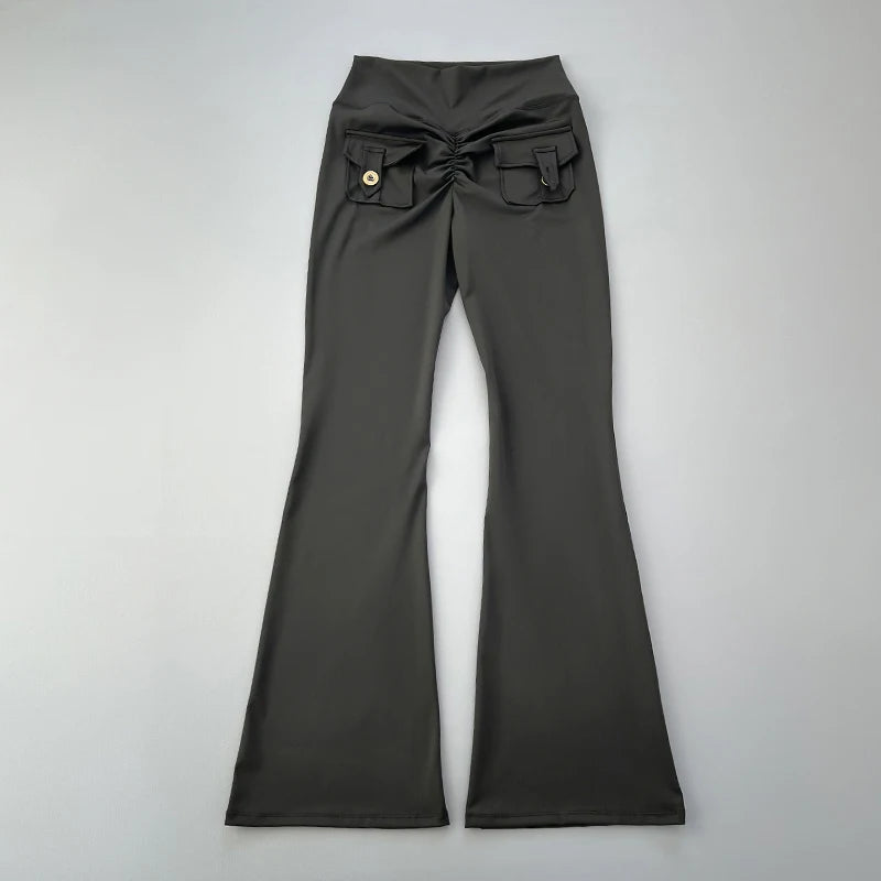 New pocket micro horn yoga pants for hip lifting  fitness dance pants quick drying exercise training yoga pants