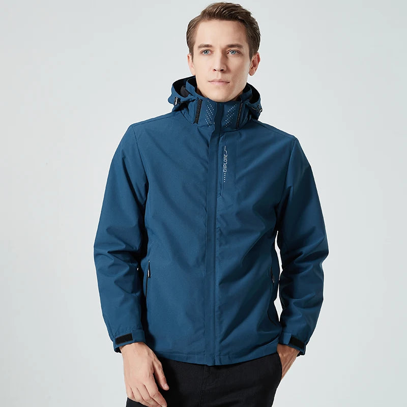 Autumn New Men's Mountaineering Jacket Windproof and Waterproof Fabric Fashion Hip Hop Design Casual Oversize Outdoors Coat