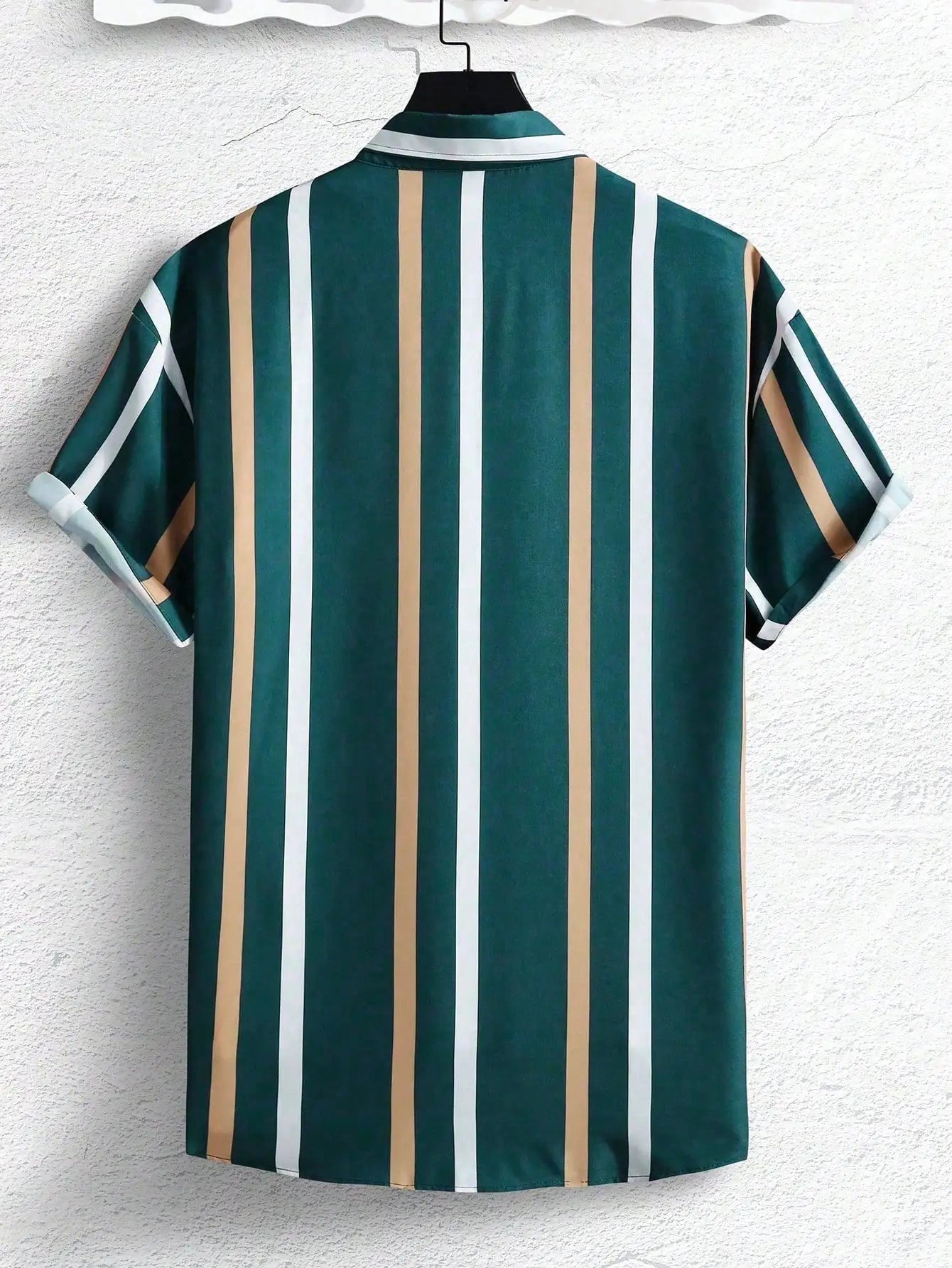 Men's Short Sleeve Vertical Striped Button-Up Shirt, Casual Summer Wear