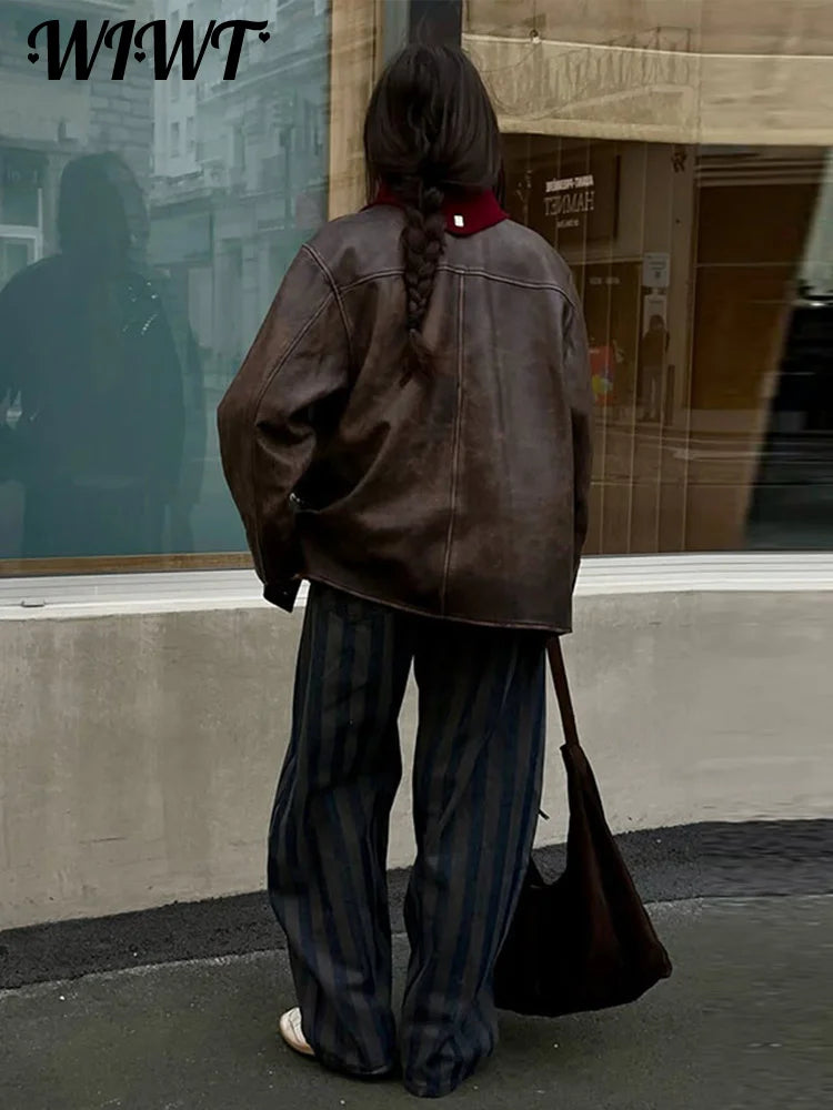 Female Striped Casual Trousers Women's Loose Oversized Wide Leg Jeans Long Pants 2026 Spring New Ladies High Street Outwear