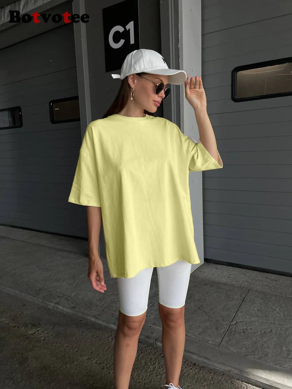 Botvotee 21 Colors Ins Fashion Summer Oversized Basic Soild T Shirts for Women 100% Cotton White Black Pink T-shirt Casual Tops