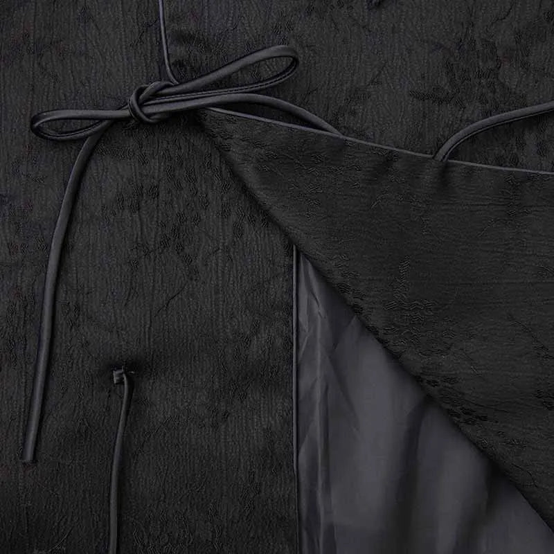 Fashionable Chinese Style Jacquard Shirt Jacket Women's Top Round Neck Long Sleeve Lace-up Buckle Vintage Loose Blouse Coat