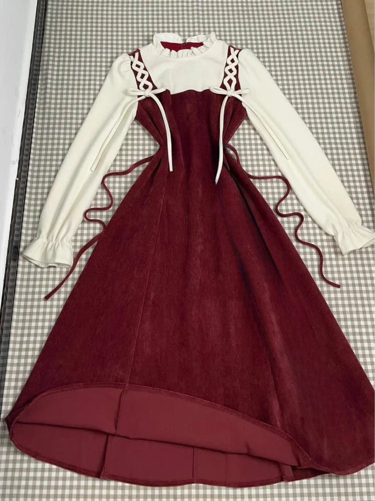 French Vintage Midi Dress Women Casual Evening Party Plaid Dress Office Lady Outwear One Piece Dress Korean Fashion Spring Chic