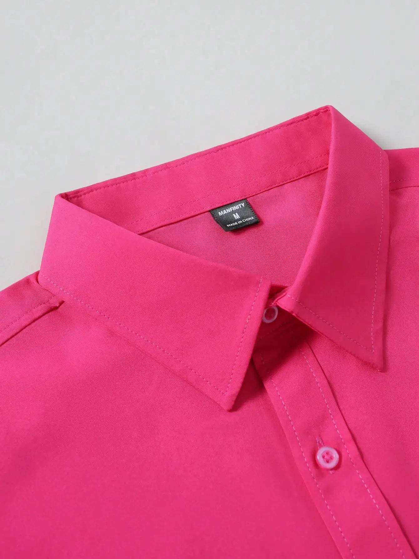 Men's Bright Pink Long Sleeve Slim Fit Casual Business Shirt