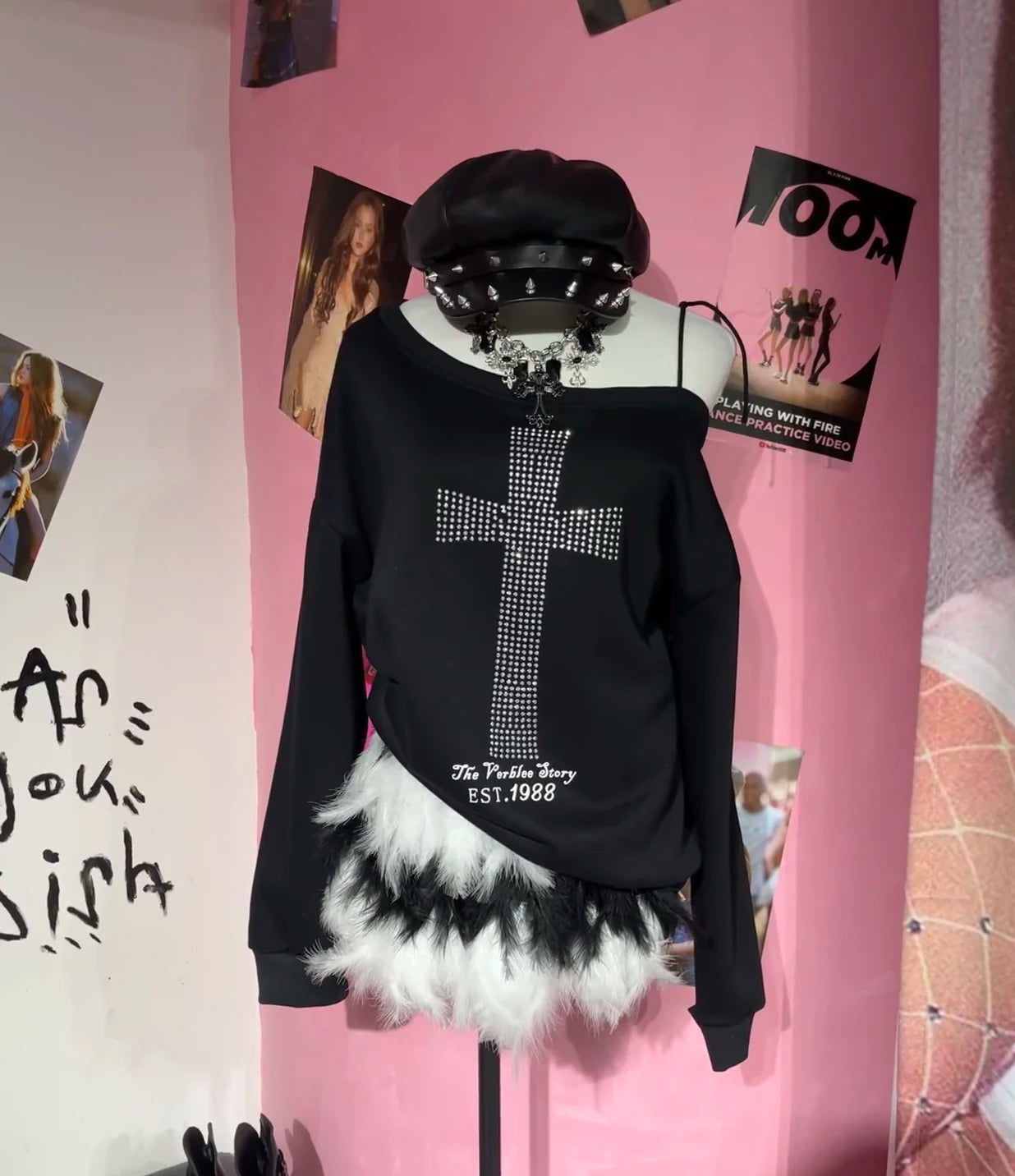 2000s American Vintage Gothic Black Women T-shirts Punk Style Graphic Grunge Tshirts Harajuku Y2k Long Sleeve Tops Streetwear