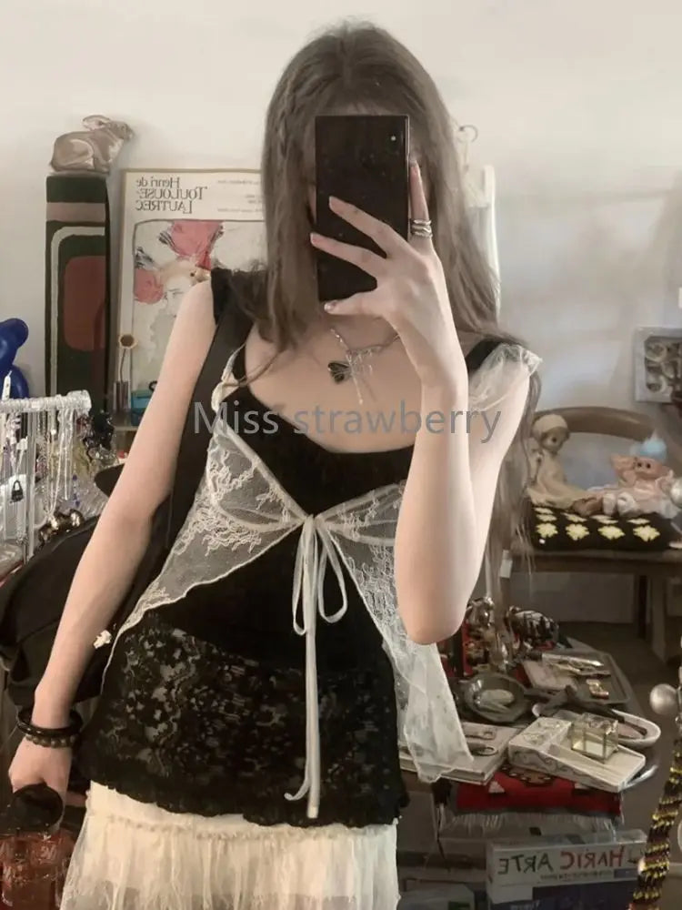 Aesthetic Vintage Lace Slim Dress Women Gothic Sexy Y2k Lace Up Cardigan Women High Street Hot Girl Off Shoulder Sling Dresses