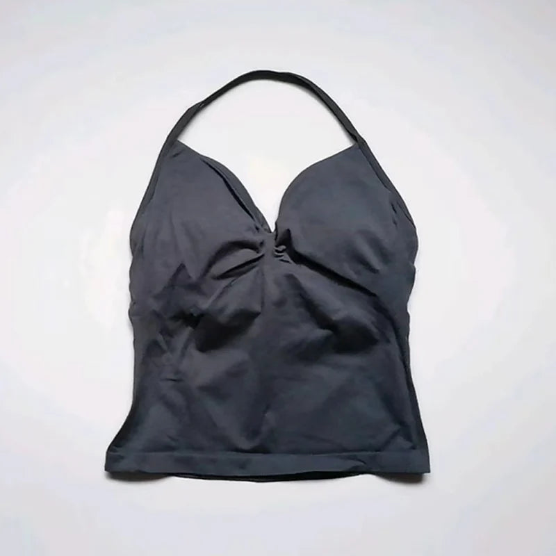 Gym Beautiful Open Back Bra Running Workout Impact Halter Longline Strappy Top Sports Yoga Vest Women's Fitness Tank Top