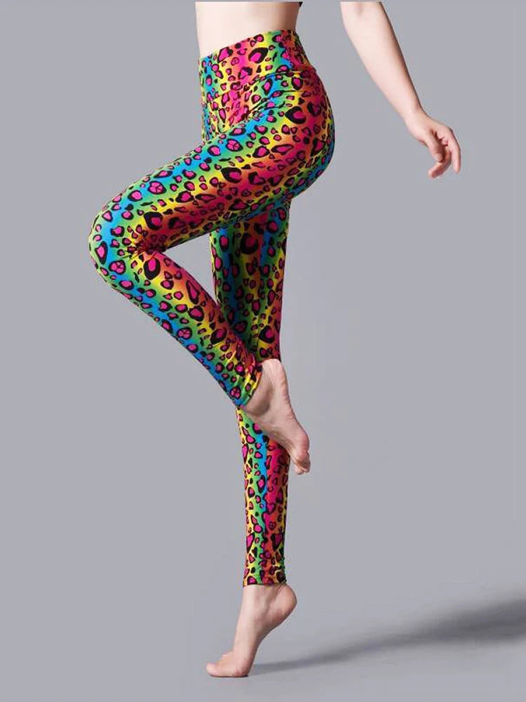 CUHAKCI High Waist Leggings Sportwear Workout Women Jeggings Elastic Pants Leopard Summer Printed Stripe Sexy Fitness Leggins