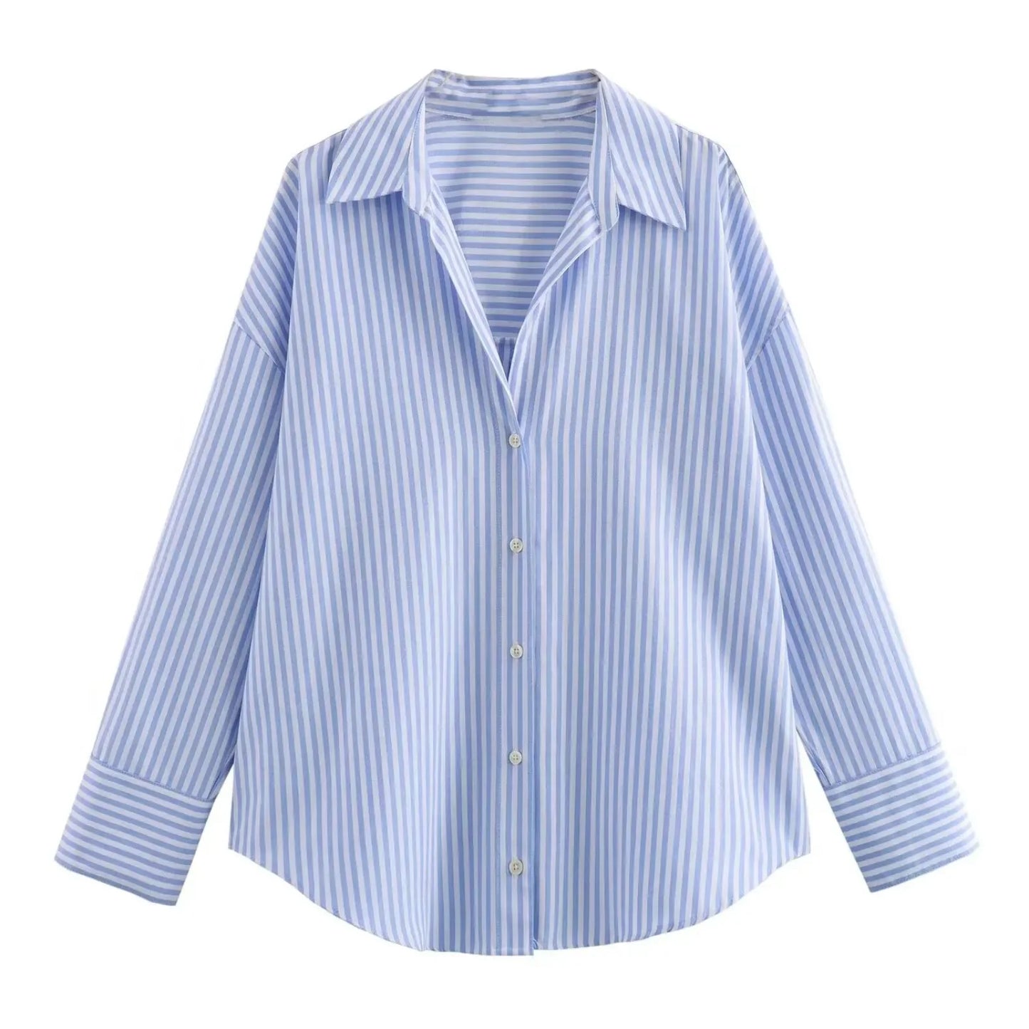BSAY Women Fashion Spring Cotton Oxford Long Sleeve Single-breasted Lapel Blouse Street Clothing Shirt Chic Ladies Tops Mujer