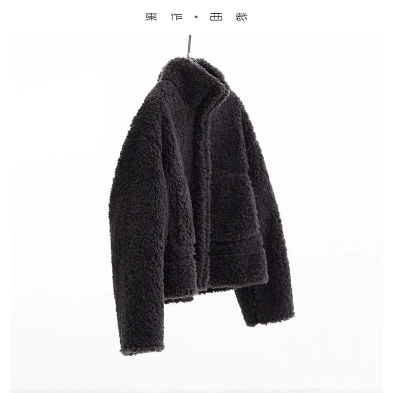 Teddy Style 100% Wool Coat ~ Women's Short Lazy-Style Jacket, Loose Top, New Autumn and Winter 2025 Faux Fur